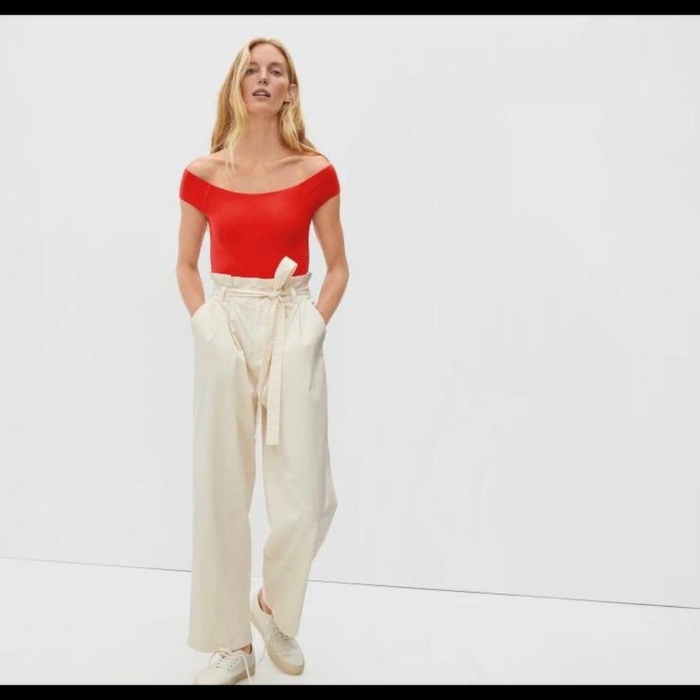 Everlane red off shoulder bodysuit L